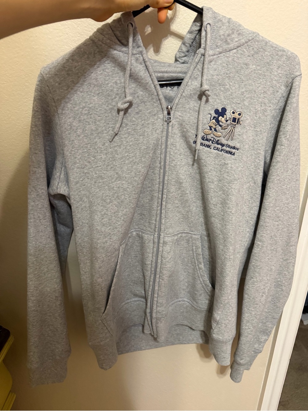 Disney Studios women’s medium Gray Zip-Up Hoodie Sweatshirt